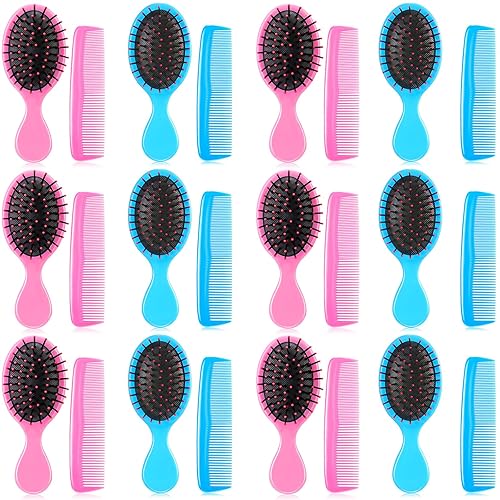 Miniatura 8 de Nuogo Juego de 24 mini cepillos de pelo húmedo coloridos para el cabello, cepillo desenredante de viaje, cerdas suaves, cepillo de pelo húmedo y
