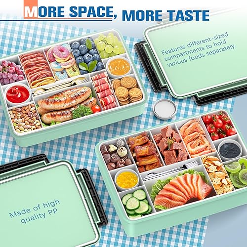 Miniatura 7 de Contenedor portátil refrigerado para aperitivos, bolsa aislada para mantener la comida caliente, bandeja de servir dividida con 12 compartimentos,