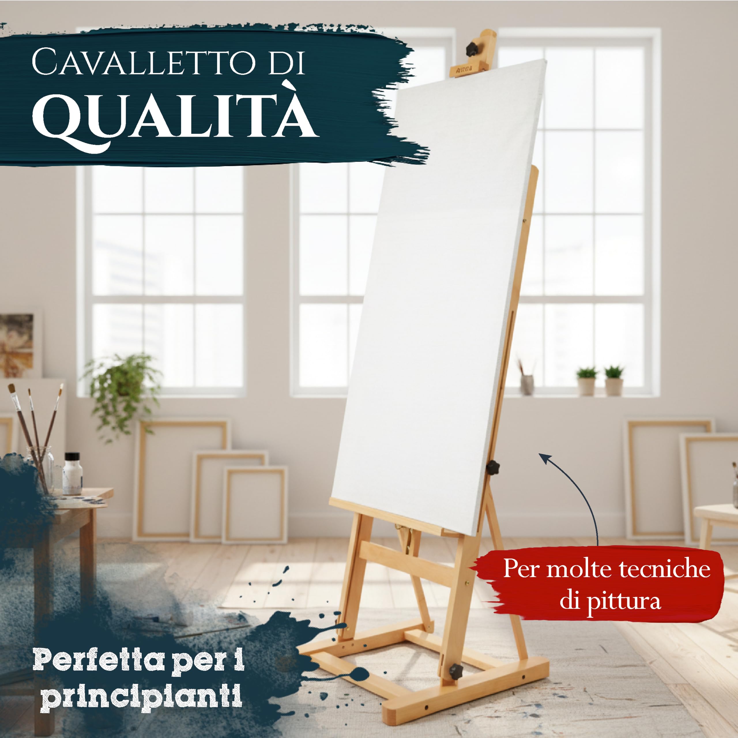 Artina Cavalletto per pittura da studio Siena - legno massello di faggio - per artisti e atelier artistici di belle arti