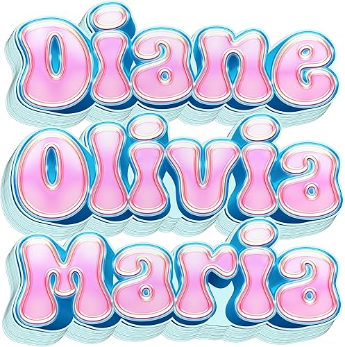 Pegatina personalizada con nombre de color rosa intenso, azul claro, lindo estilo rosa, divertidas calcomanías divertidas para sombrero, calcomanías