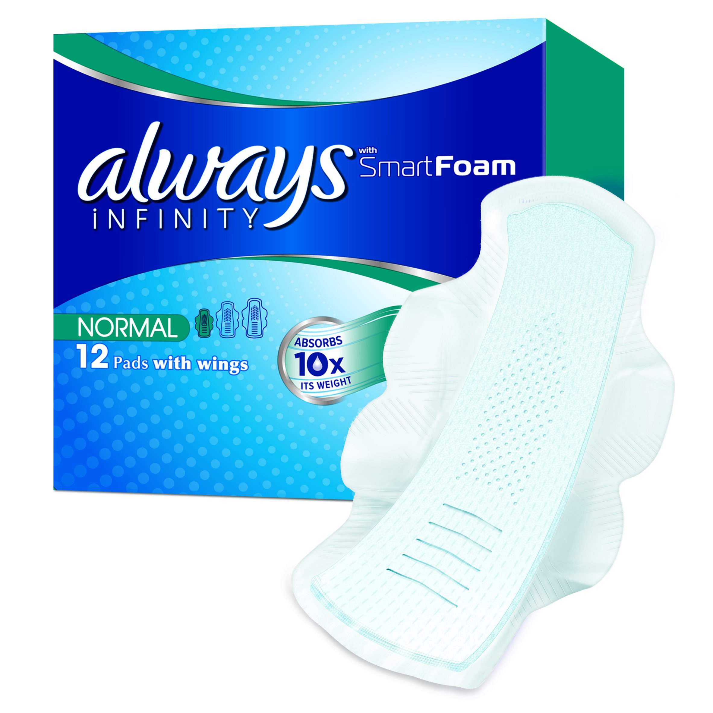Always Infinity Normal Sanitary Towels with Wings 12 Pads