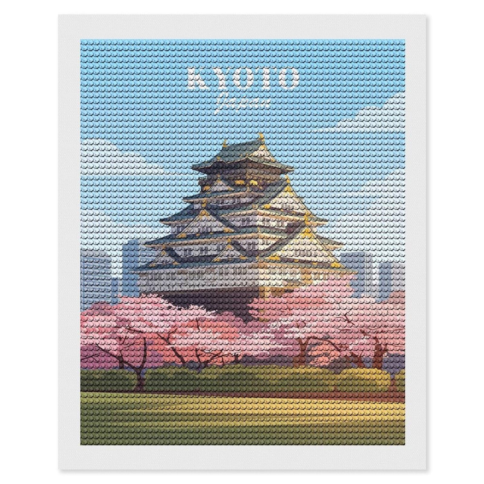 Junmoney Kyoto Japan Castle Diamond Art Kit 16"x20", Relaxing DIY Hobby, Satisfying Creative Project, Living Room Decor, for Women