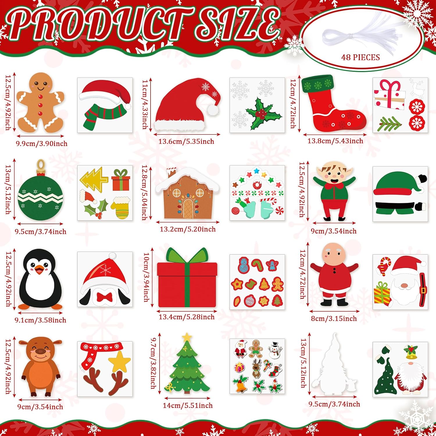 24 Sets Christmas Craft Kits Bulk DIY Winter Santa Gingerbread Craft Kits Felt Elk Kits Winter Decorations with Christmas Stocking Candy Stickers for Xmas Home Indoor Party