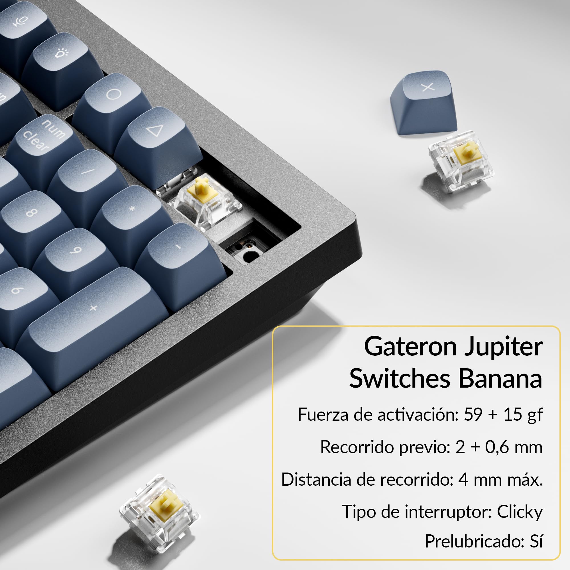 Keychron V6 MAX Teclado Mecánico Gaming Inalámbrico, 2.4 GHz/Bluetooth/Cable, Distribución QWERTY Español, Programable QMK, Compatible con Mac, Windows y Linux, Interruptores Gateron Jupiter Banana
