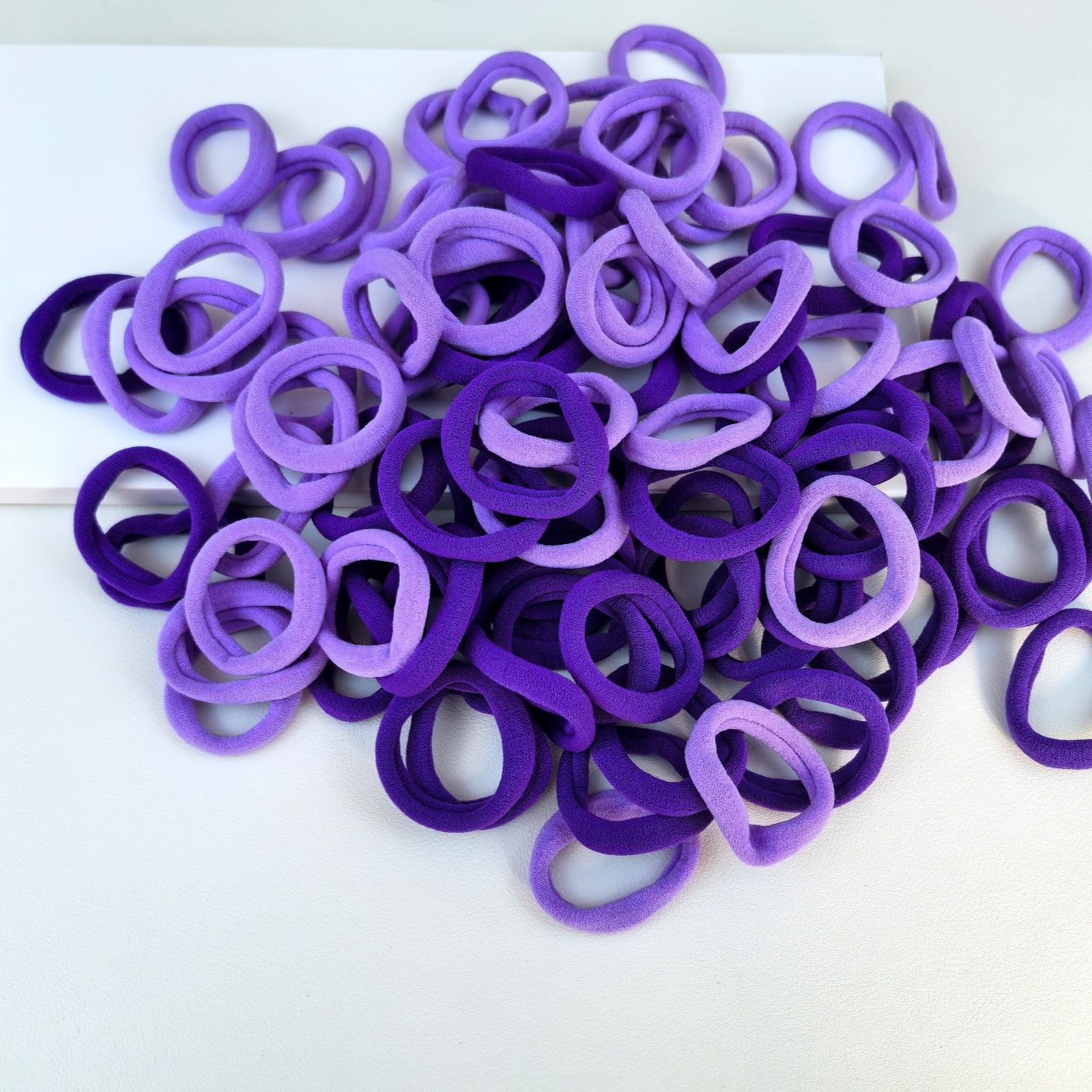 Bomeirc 100PCS Seamless Hair Bands for Women, No-Slip Hair Accessories (Purple, 1.6in Smooth)