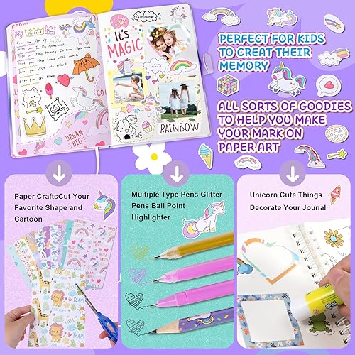 Miniatura 2 de Joycover Juego de diario de unicornio para niñas, juguetes de 6 a 8 a 12 años, regalos de Navidad para niñas de 6 a 12 años, regalos de Navidad para