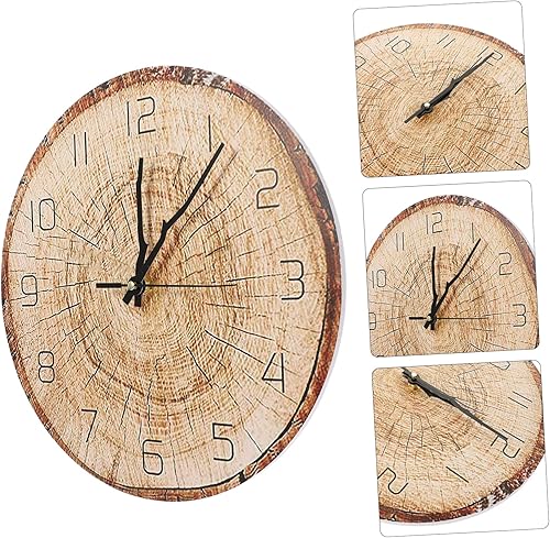 Miniatura 3 de IMIKEYA 5pcs Annual Ring Wall Clock 3D Wall Clock Decor Wooden Wall Clock Bedroom Wall Clock Simple Wall Clock Clocks Rustic Home Decor Stylish