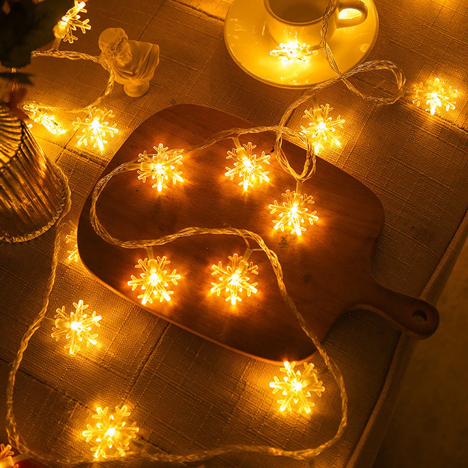 guirlandes lumineuses led flocon de neige, guirlandes lumineuses de décoration d'Halloween et de Noël, guirlandes lumineuses étanches, batterie, plug-in, méthodes d'alimentation multiples usb (prise d