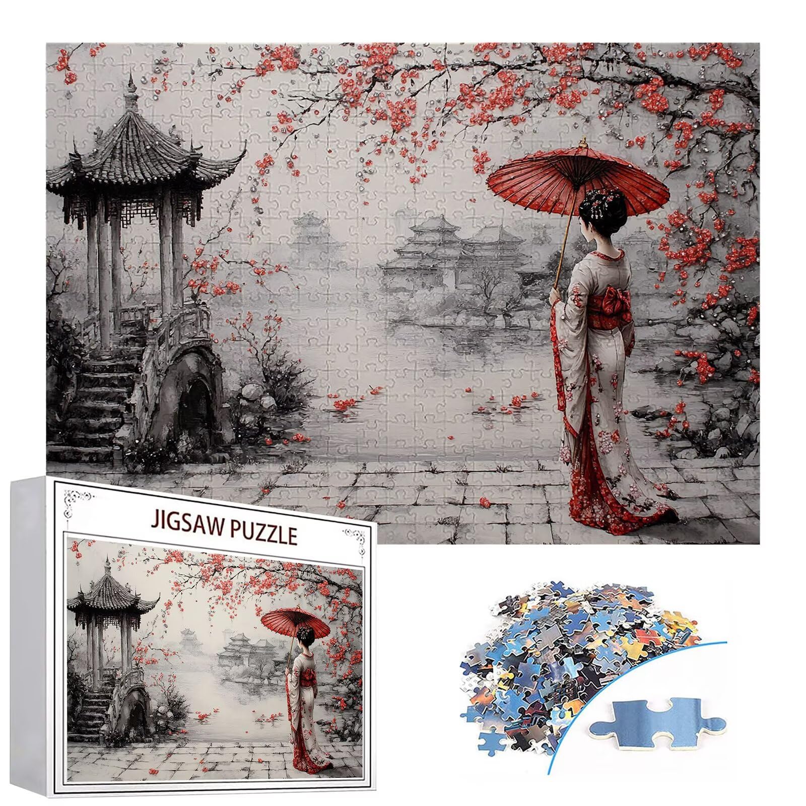Puzzle 3000 elementów Japonia puzzle dla dorosłych kobiet 122 x 81 cm unikalne rzemiosło klasyczne 3D drewniana układanka do rodzinnych gier biznesowych, układanka do samodzielnego wykonania nawet do