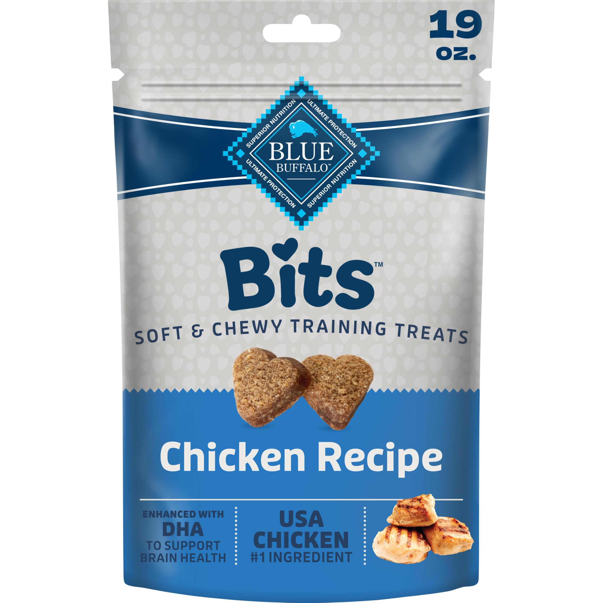 Blue Buffalo Bits Chicken Training Treats, 19 oz | Real Chicken First, DHA for Cognitive Development, No Chicken By-Product Meals, Free from Red Dye 40