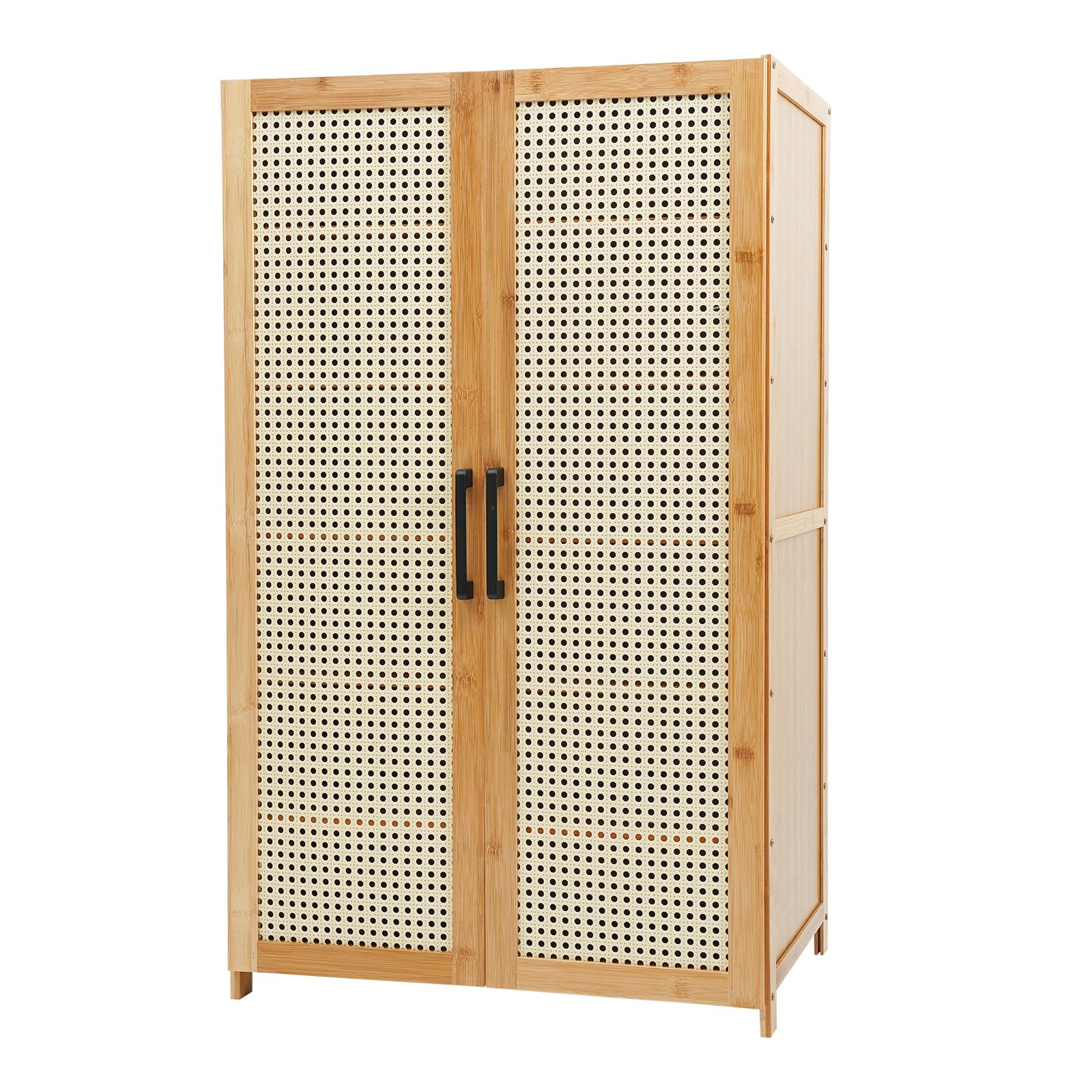 Scarpiera in bambù, 6 scomparti, molto resistente, con porte, per corridoio, soggiorno, camera da letto, ventilata, regolabile, 60 x 33 x 100 cm