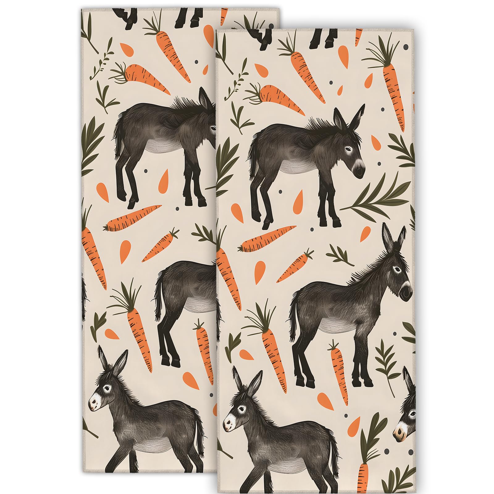 cromcu Donkey Hand Towel for 2 Pack,Bath Hand Towels for Bathroom Decorative Soft Absorbent Dish Towels for Kitchen, Gym, Hotel, Spa, Sport Home Decor