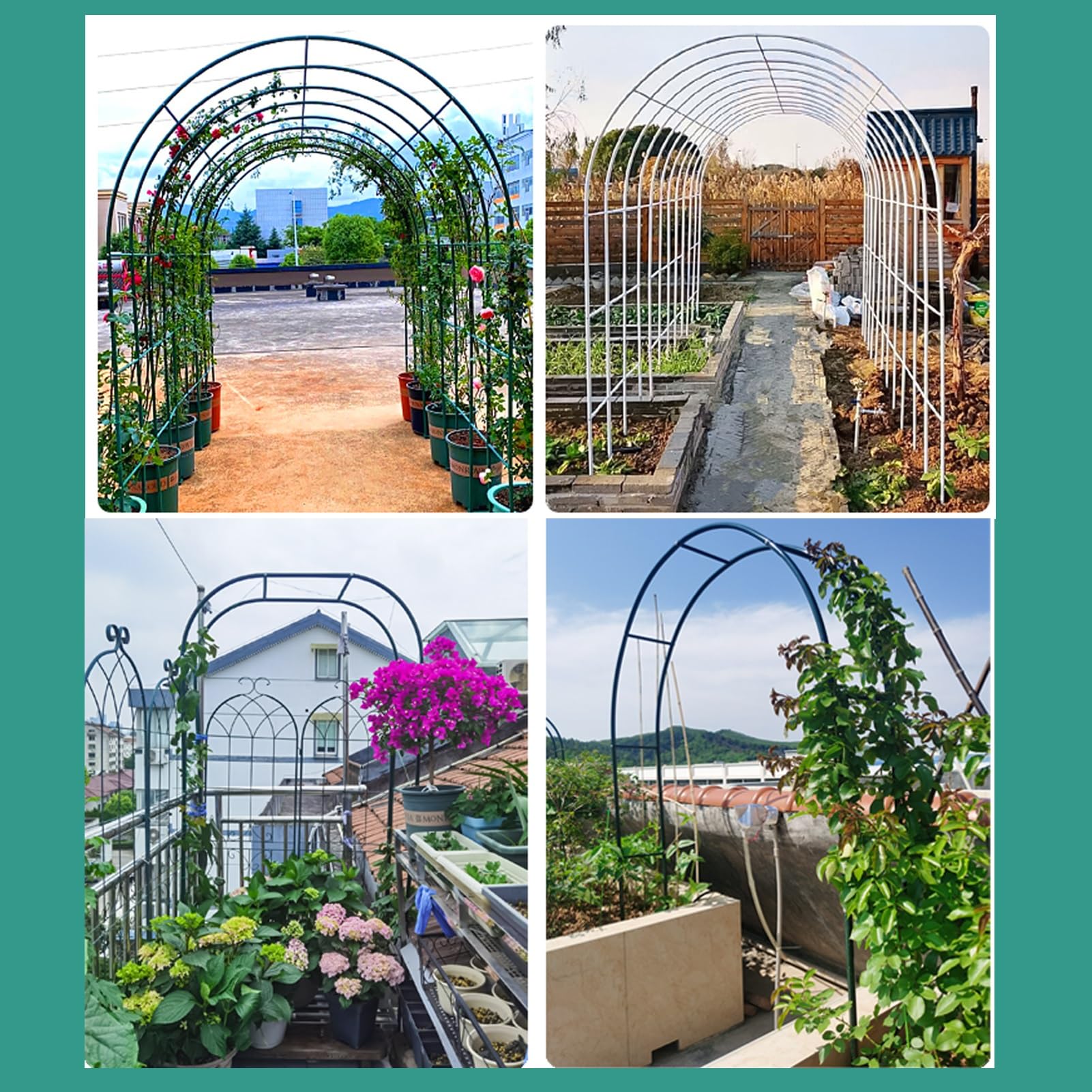 Łuk ogrodowy na pergolę, czarna pergola ogrodowa, łatwa w montażu kratownica do roślin pnących, łuk ślubny, stojak na róże, dekoracja, 350 x 220 x 25 cm, dekoracja ogrodów