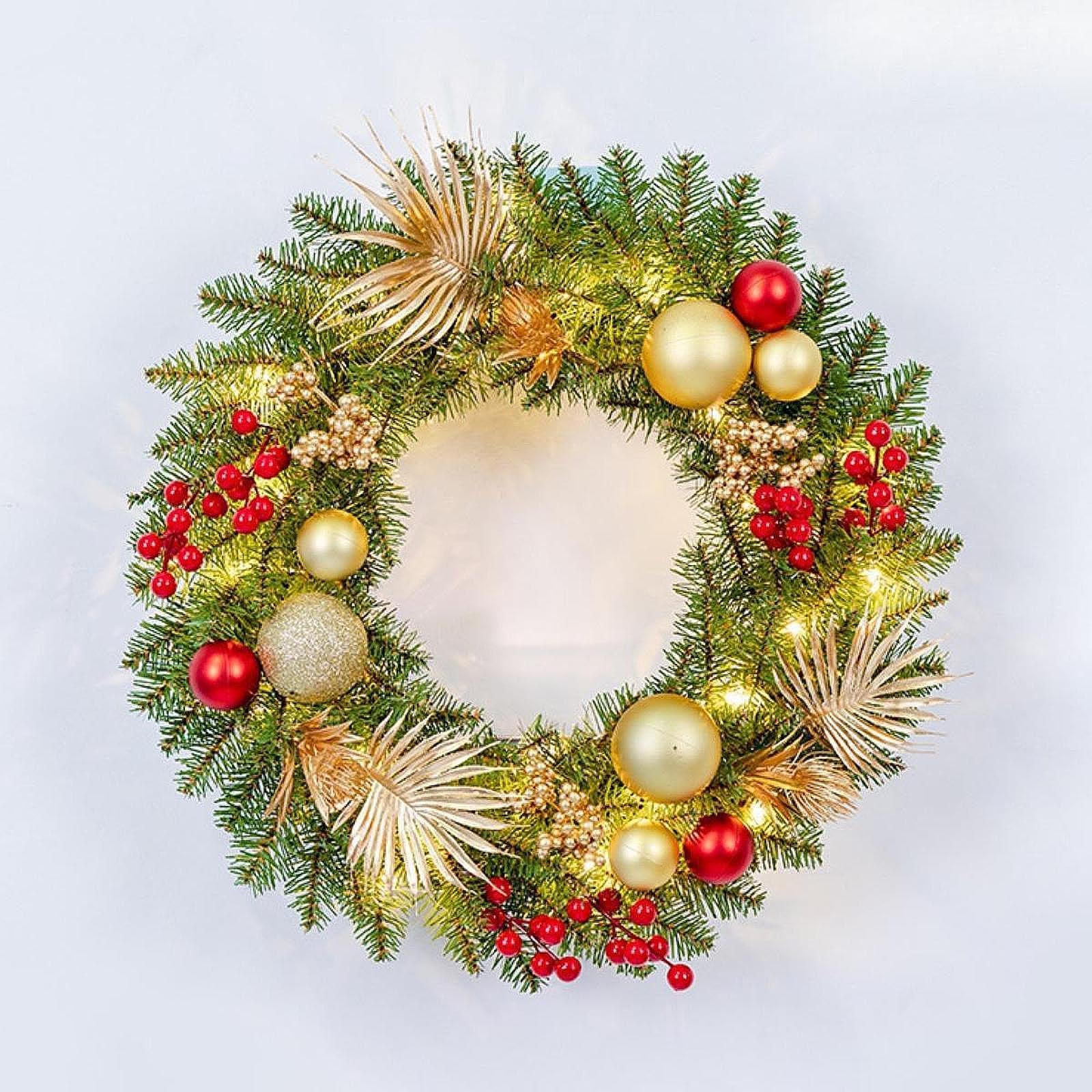 Sharplace Couronne de Noël pour Porte d'entrée, Guirlande saisonnière Lumineuse, Ornement Suspendu de 50cm, décoration de noël pour Patio, Maison, cheminée