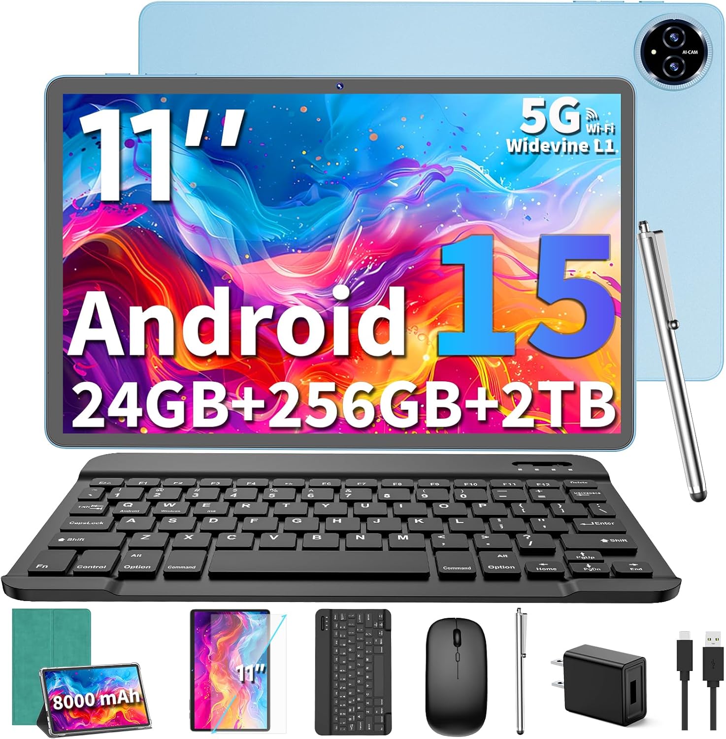 Android 15 Tablet, 2025 Upgraded 11 inch Android Tablets with Keyboard, 24GB+256GB+2TB Expand, Support Face Unlock+18W Fast Charging, Octa-Core CPU,Dual WiFi6, Dual Camera,8000mAh Battery, Green Android 15 Tablet, 2025 Upgraded 11 inch Android Tablets with Keyboard, 24GB+256GB+2TB Expand, Support Face Unlock+18W Fast Charging, Octa-Core CPU,Dual WiFi6, Dual Camera,8000mAh Battery, Green