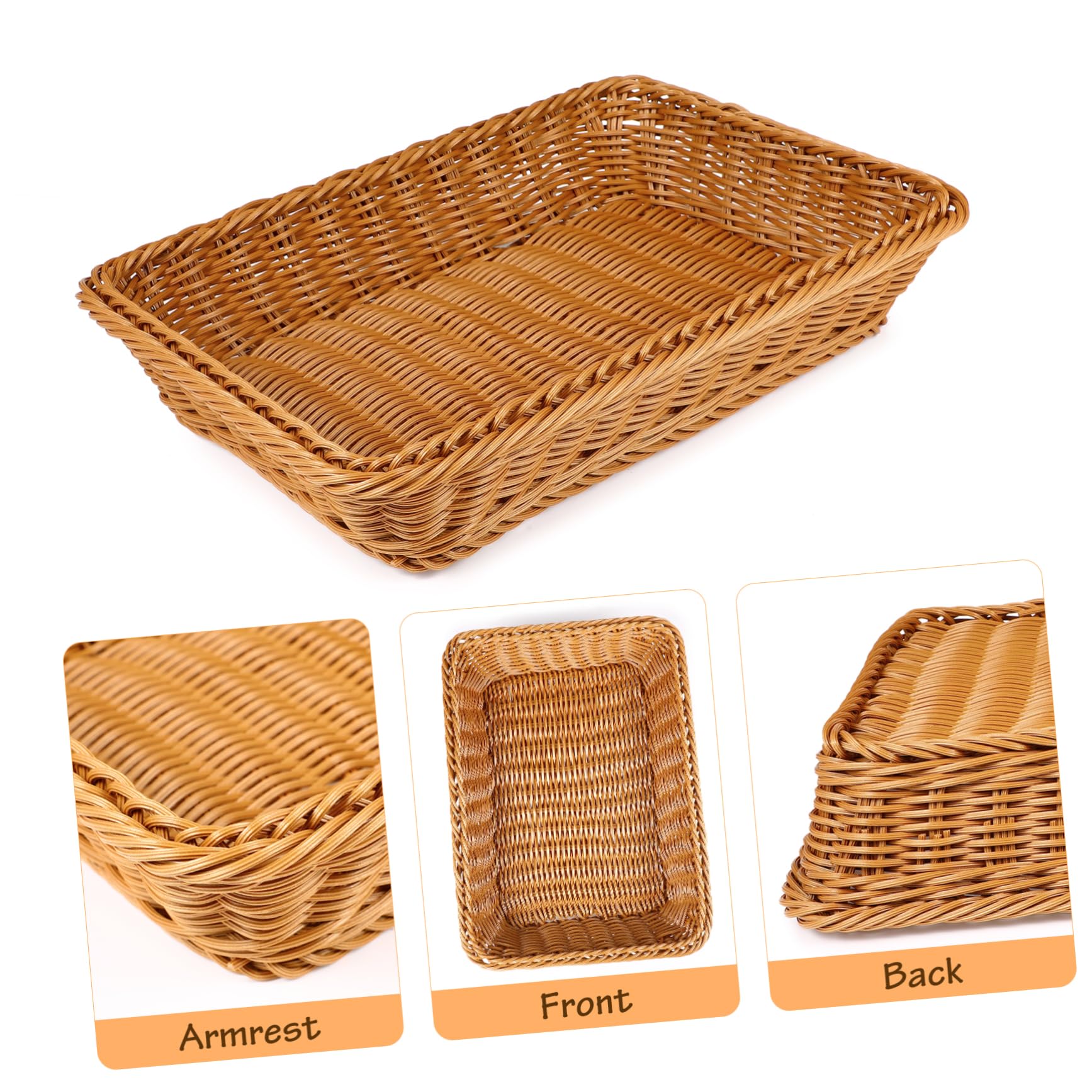 Zerodeko Imitation Rattan Woven Basket Storage Basket with Bread Storage Basket Wicker Baskets Woven Basket Decor Storage Containers Wicker Bread Basket Lid Acrylic Food Basket With Cover
