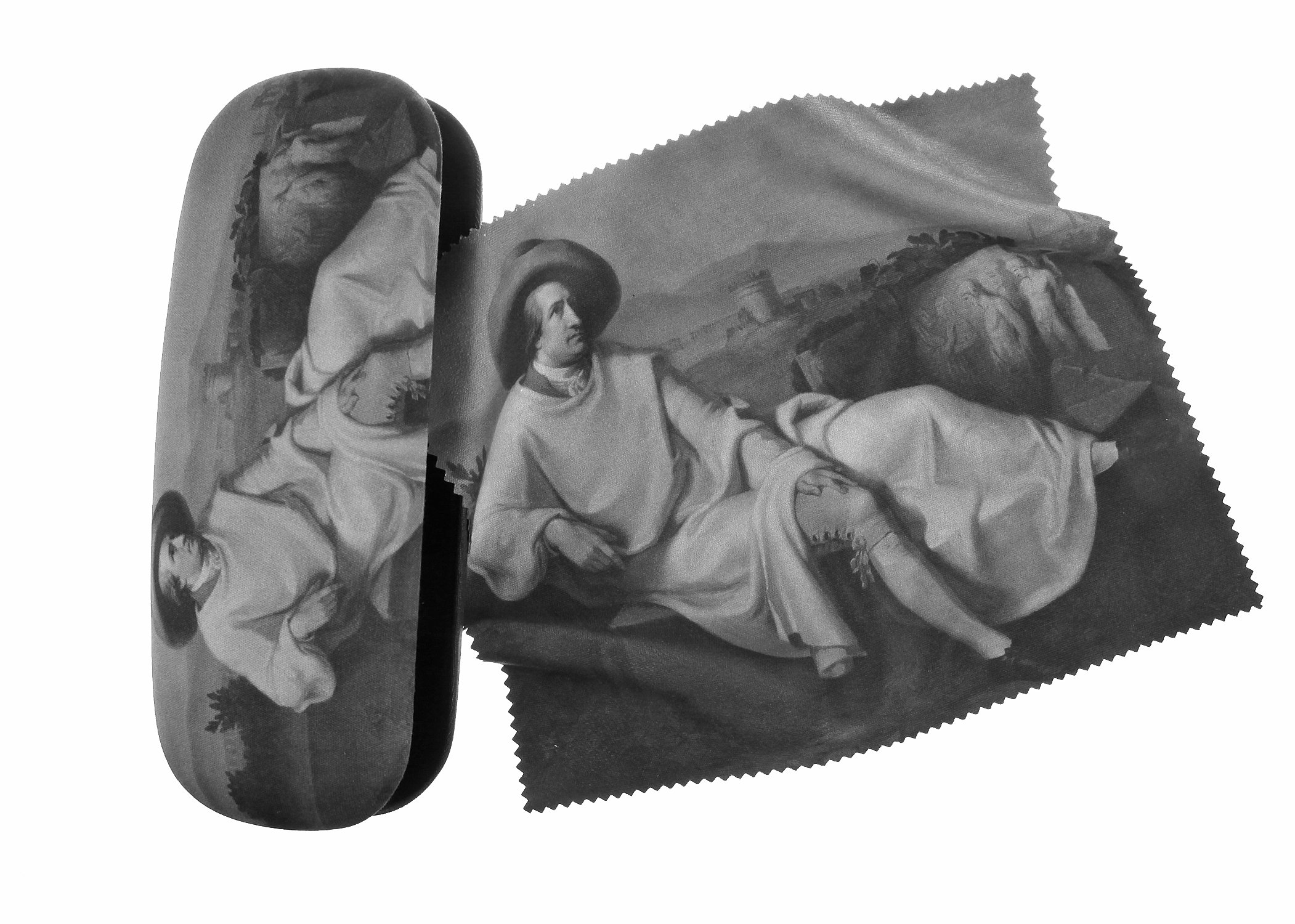 Set Brillenetui und Brillenputztuch Goethe - monochrom