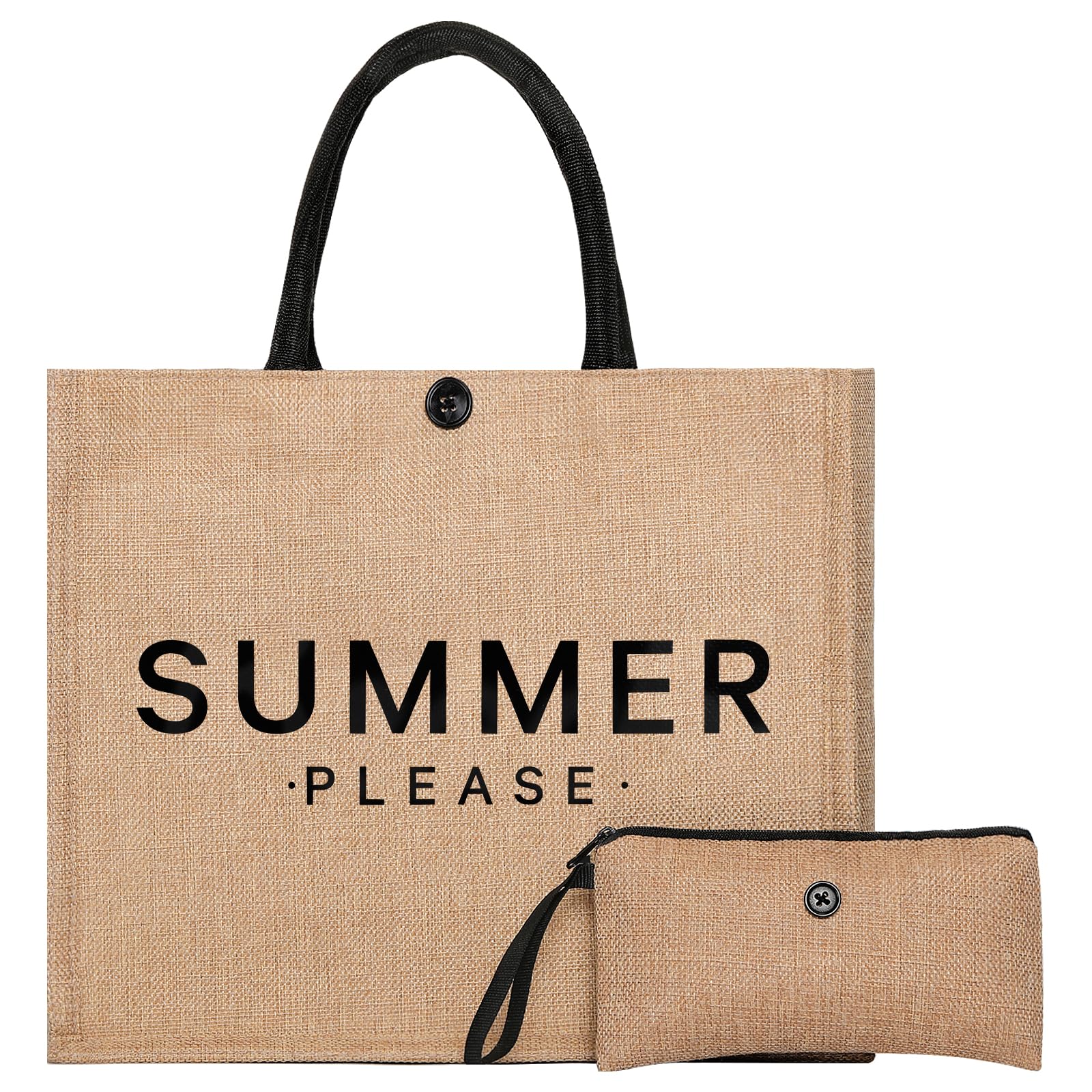Trifabricy Beach Bags for Women,Straw Waterproof Tote Bag, Detachable Pouch