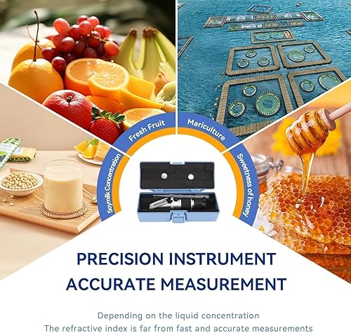 Miniatura 2 de Agatige Refractómetro, 0-90% Brix Medidor refractómetro de mano de azúcar Medidor de medición Brix de alta precisión con ATC, máquina probadora