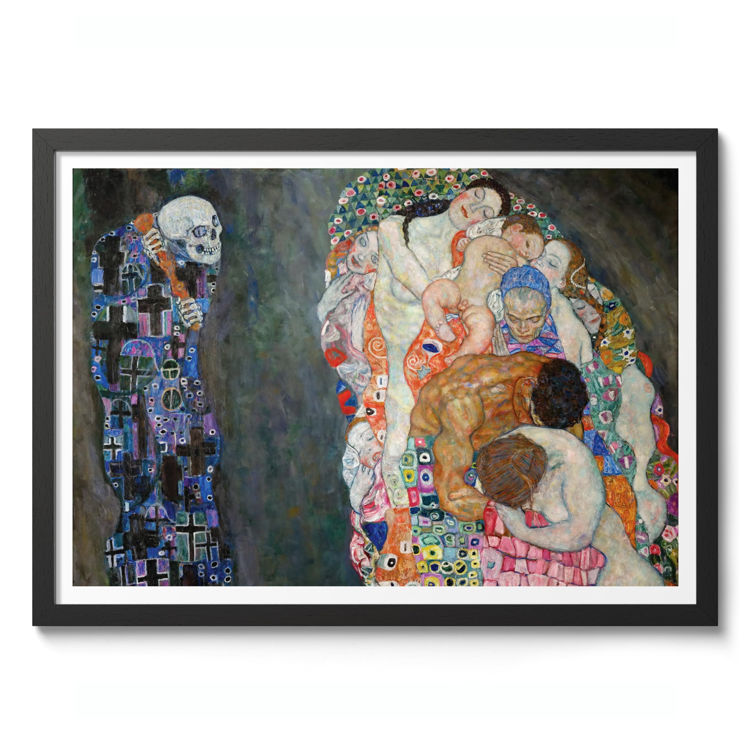 Death And Life Gustav Klimt Poster, Classic Famous Oil Painting Print, Modern Art Nouveau Wall Art Home Decor, Archival Matte, 50x70cm (Black Frame) - 50x70cm