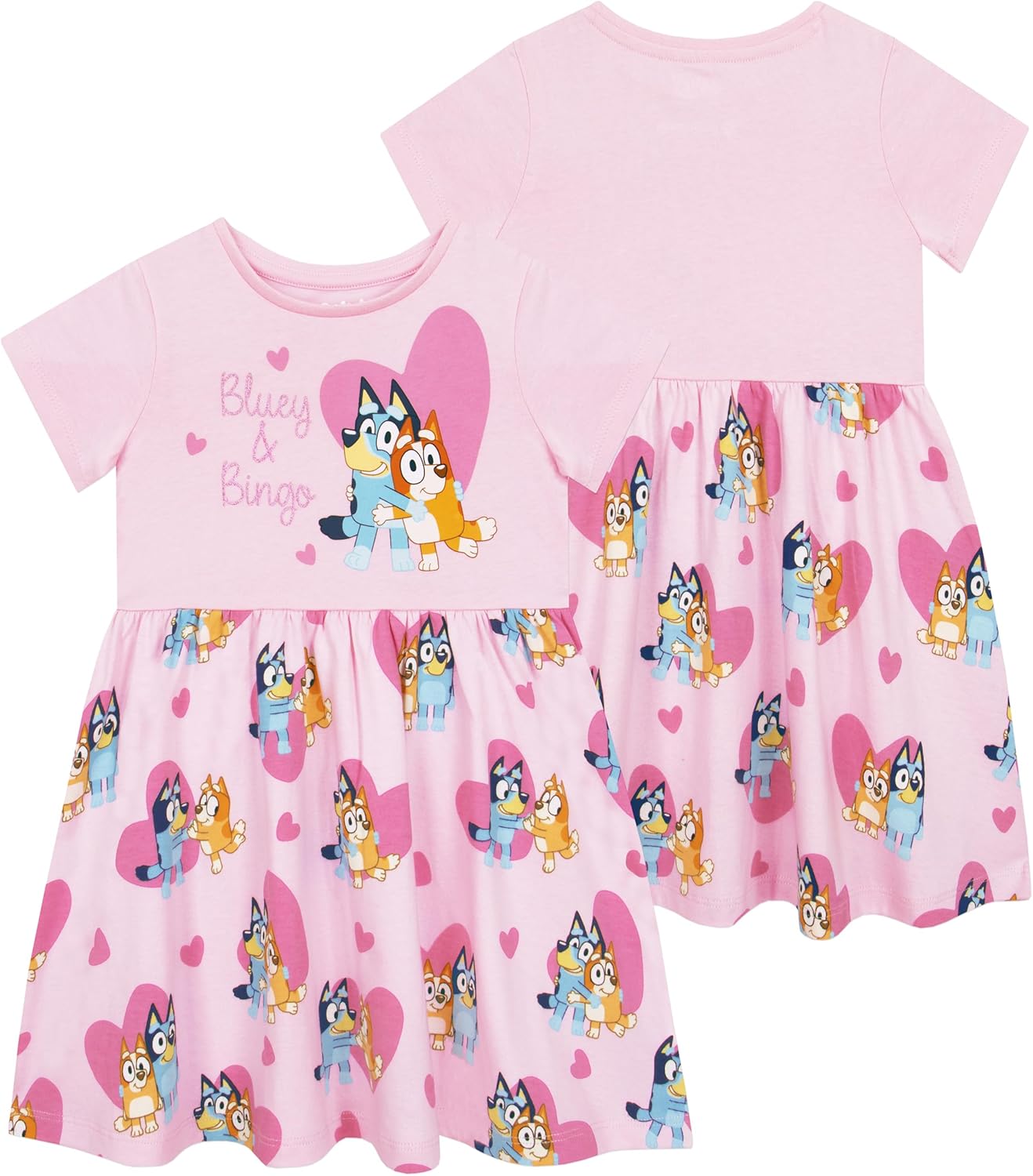 Bluey Dress | Bingo Glitter Cotton Summer Dress for Girls | Skater Dresses with Short Sleeves - Image 6