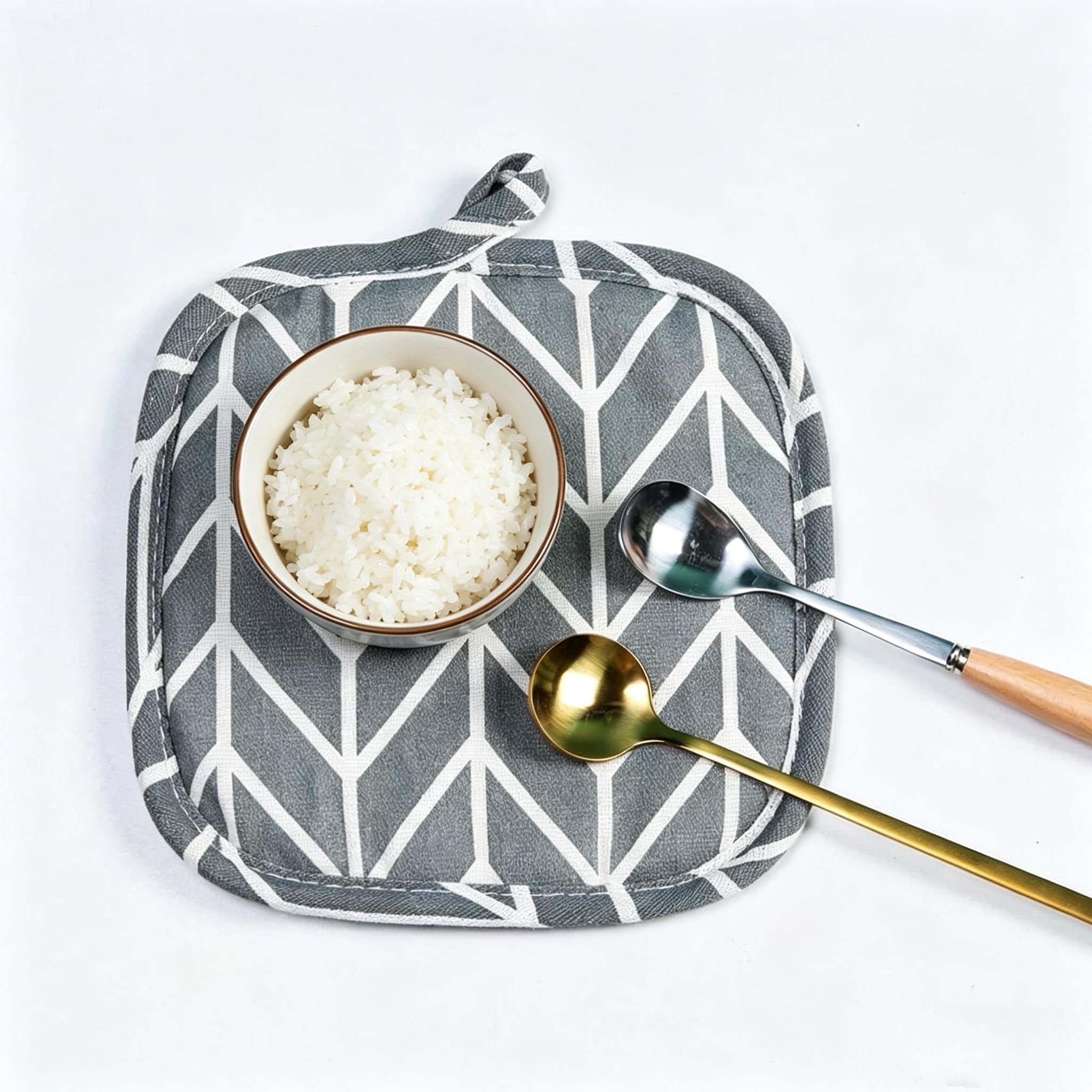Maniques Cuisine TSLRSA 4 Pièces Coton Lin Résistantes Chaleur - Motif Feuille