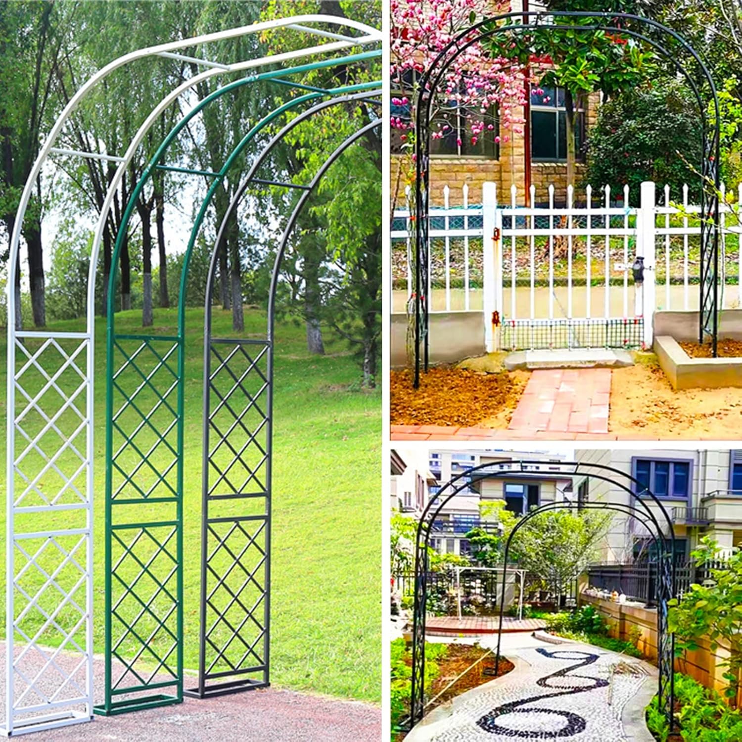 Rose Arch, Garden Arbor Pergola, Support Archway, Galvanized Pipe Arch Supports Plant Supports Decor for Patio/Entrance/Garden/Villa (Color : Bronze, Size : 310x250x40cm)