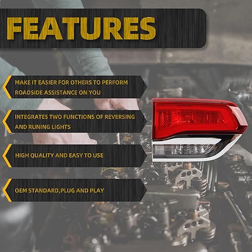 Miniatura 3 de Dasbecan Conjunto de luz trasera interior del lado del conductor izquierdo compatible con Jeep Grand Cherokee LaredoLimitedOverlandSummit 2014-2021