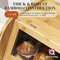 Vista 7 de Arise - Elegante panera de bambú para encimera de cocina, contenedor de almacenamiento de pan de madera extra grande de 2 estantes con ventanas