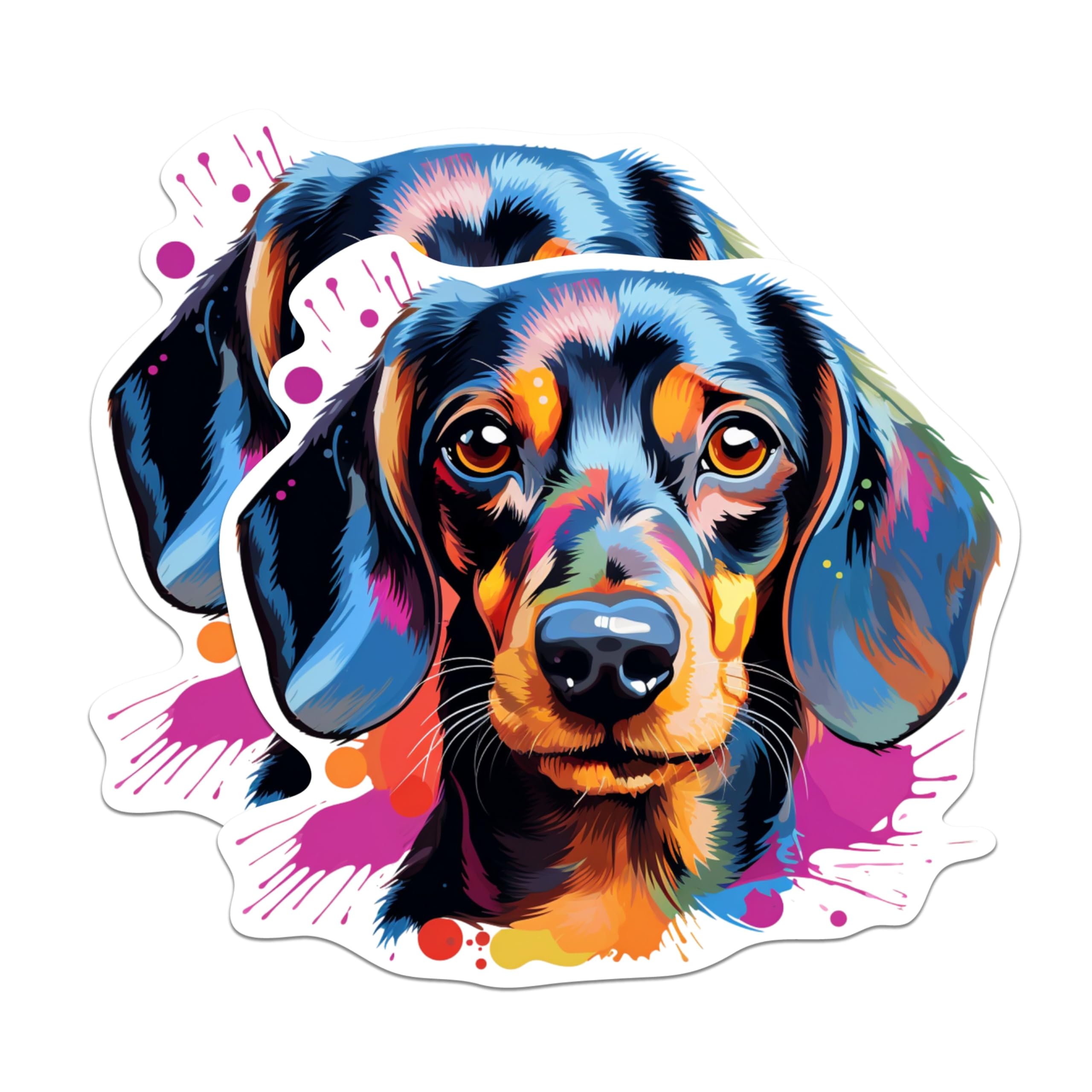 (2 Pack) Dachshund Dog Breed Stickers - 5 Inches On Longest Side - Choose from Over 100 Dog Breeds - for Cars, Trucks, Skateboards, Laptops - Made in USA - BMCS1840