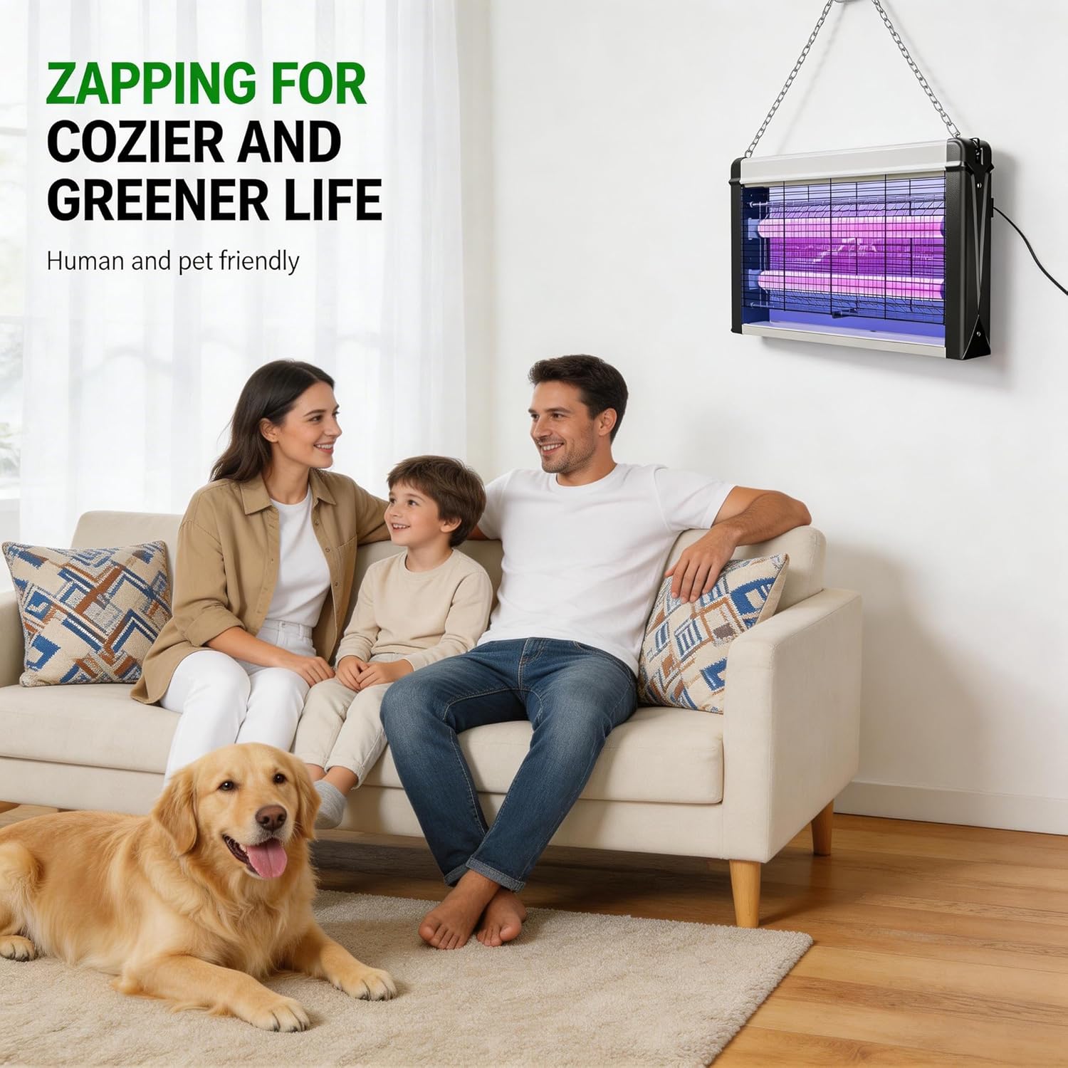 Bug Zapper Indoor, Powerful 20W Electronic Fly Zapper for Mosquito, Fungus Gnat, Moth & Flying Pests - Ideal for Home Kitchen, Dining Room, Bedroom, Office, Restaurant, Warehouse Pest Control