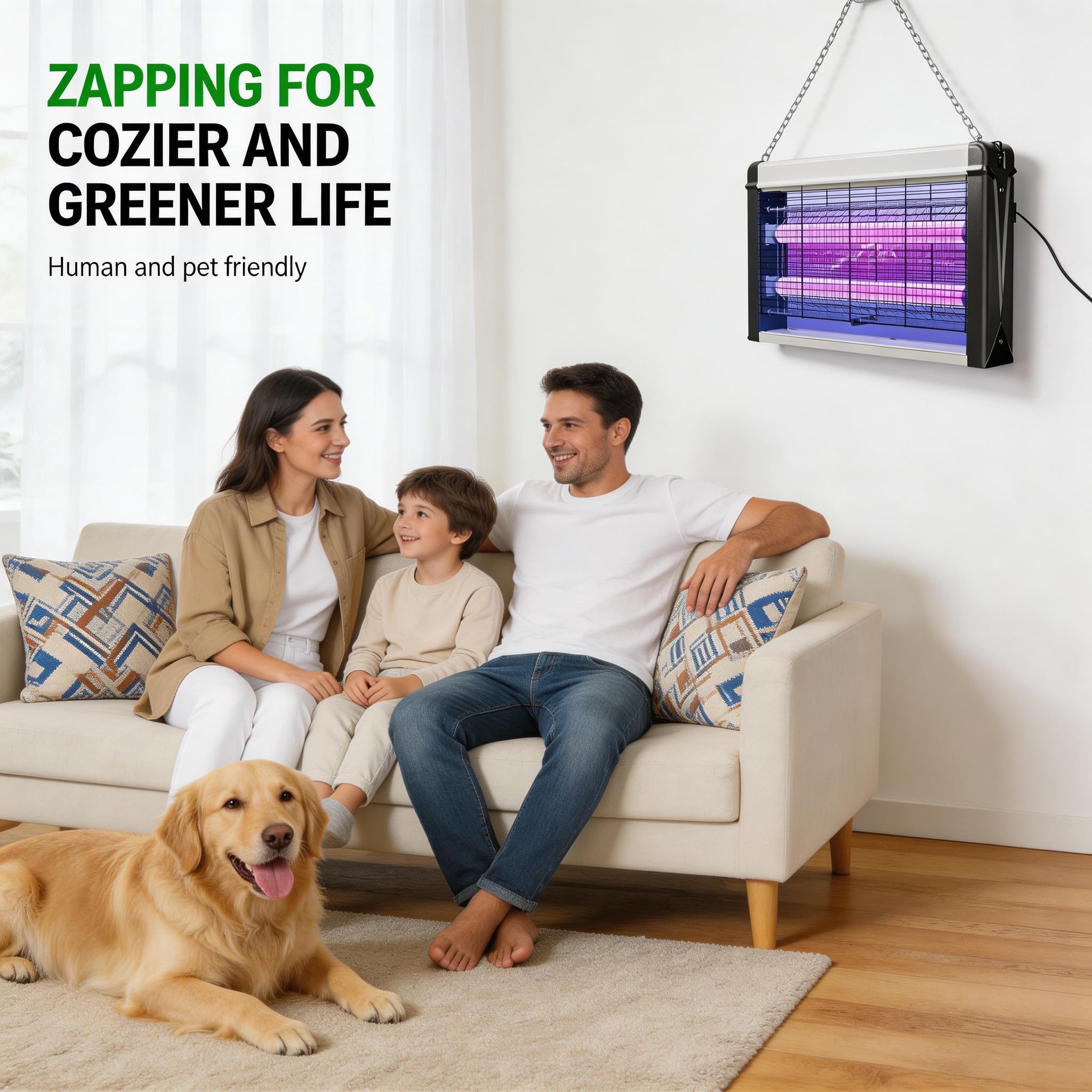 Bug Zapper Indoor Leistungsstarker 20W Elektronischer Fliegenvernichter für Mücken, Pilzmücken, Motten & fliegende Schädlinge - Ideal für Zuhause, Küche, Esszimmer, Schlafzimmer, Büro, Restaurant