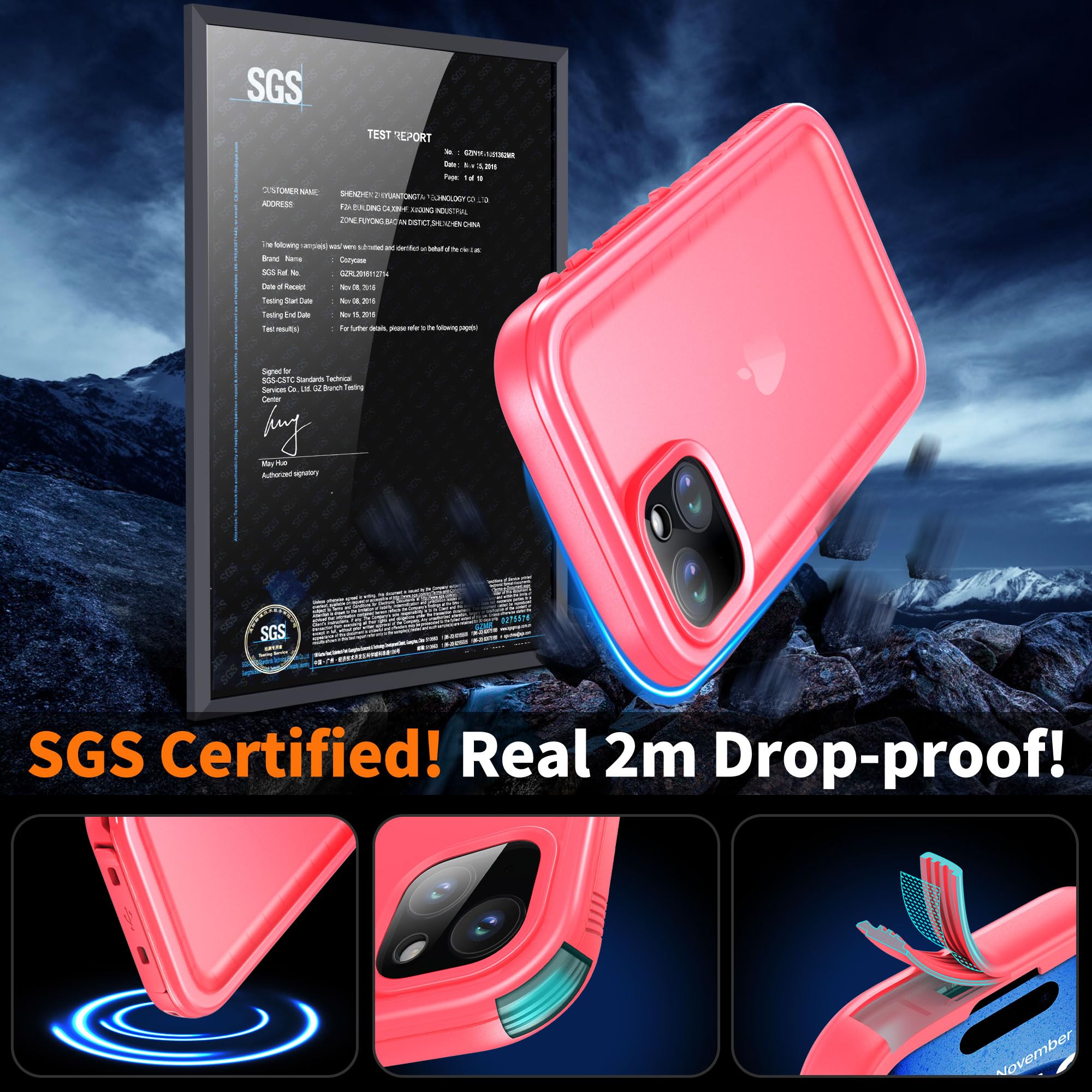 Cozycase for iPhone 15 Pink Case Waterproof - Image 4