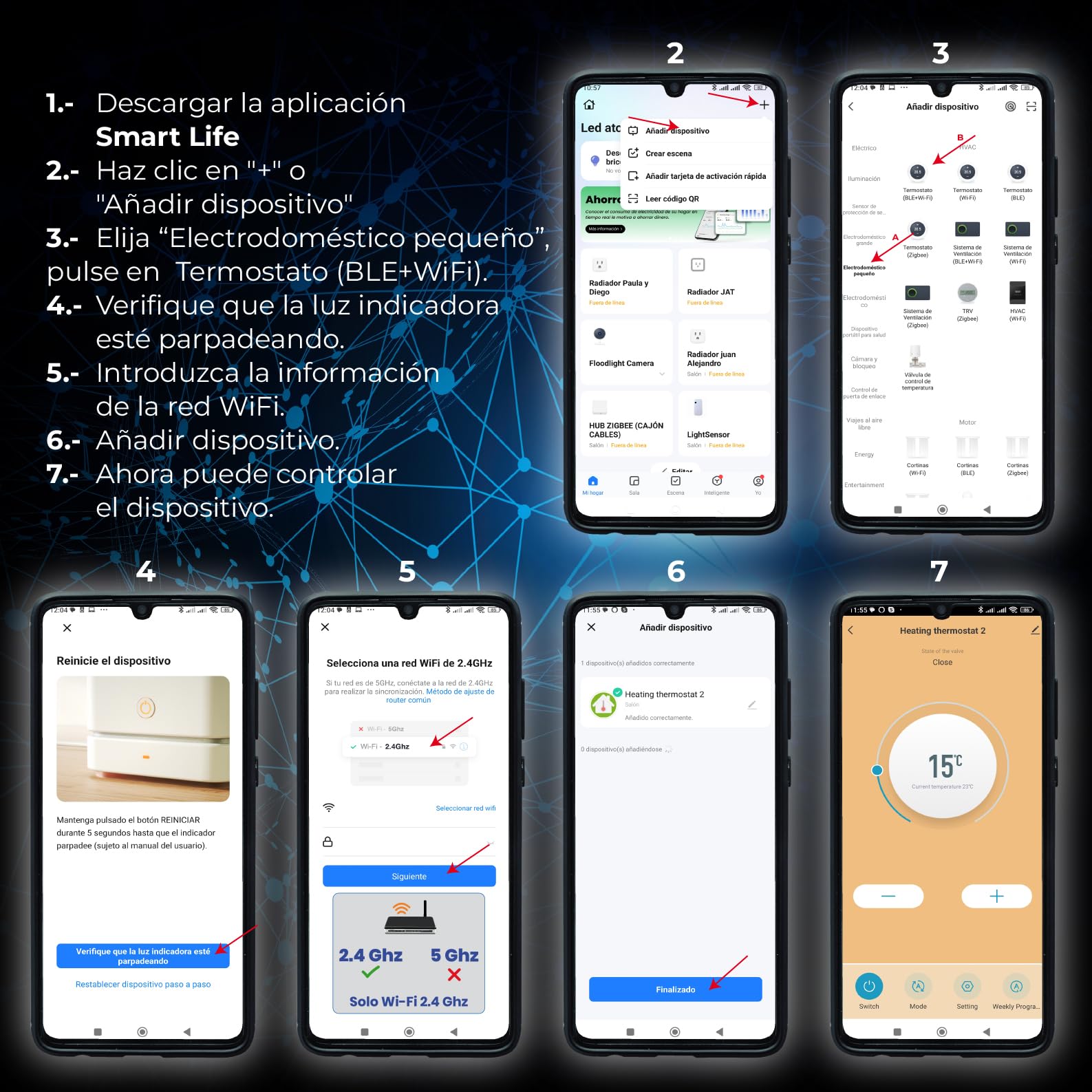 LED ATOMANT Termostato Calefaccion WiFi Digital Blanco App Smart Life | Compatible con Alexa y Google Home