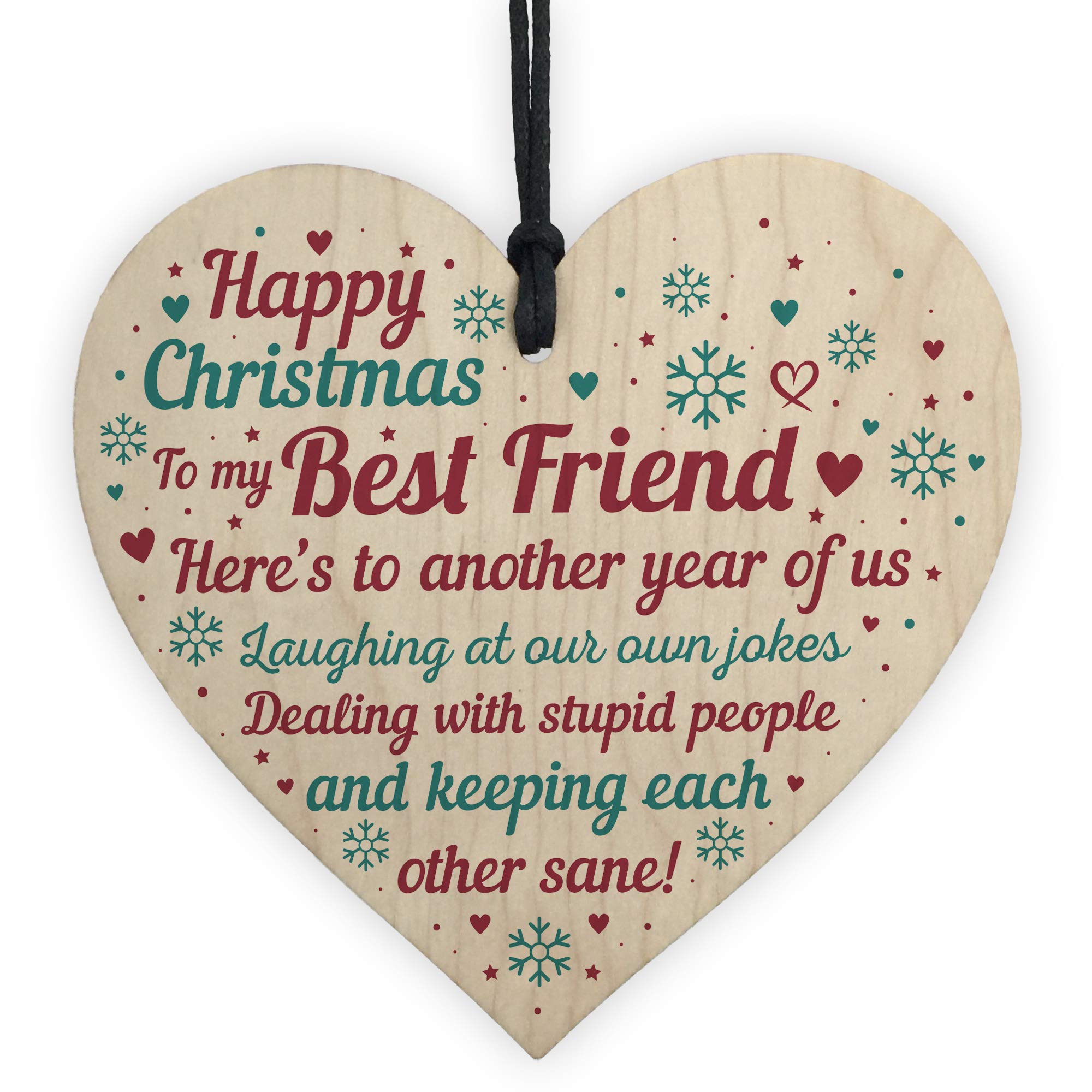 Red Ocean Handmade Wooden Heart Plaque Funny Christmas For Best Friend Friendship Keepsake Hanging Tree Decoration Bauble