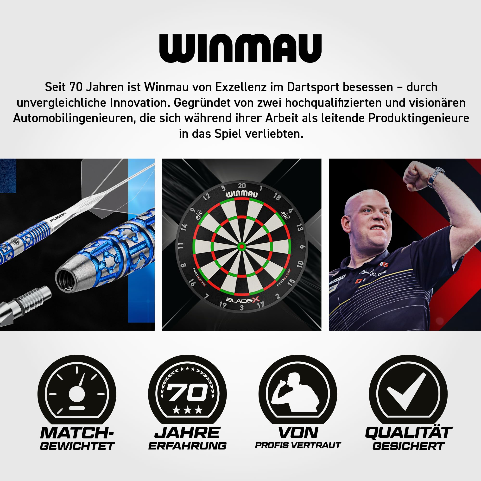 WINMAU Darts - Joe Cullen Special Edition Dartpfeile – 90% Tungsten Profi Dartset mit Dartflüge & Dartschäfte – Softdarts in 18g, 20g & Steeldarts 21g, 22g, 23g, 24g, 25g