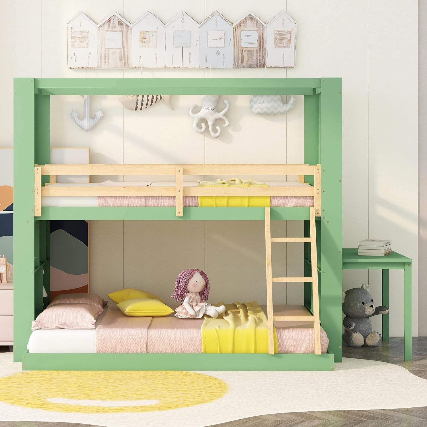Harper & Bright Designs Twin Over Full Bunk Beds with Desk