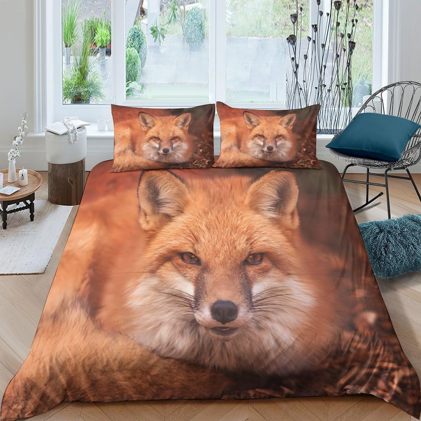 Ctjqhvkz Style-6 3D Printed Realistic Fox Fitted Sheet Microfiber Soft Breathable Forest Animal Mattress Cover Bedroom Decor Single（135X200cm）
