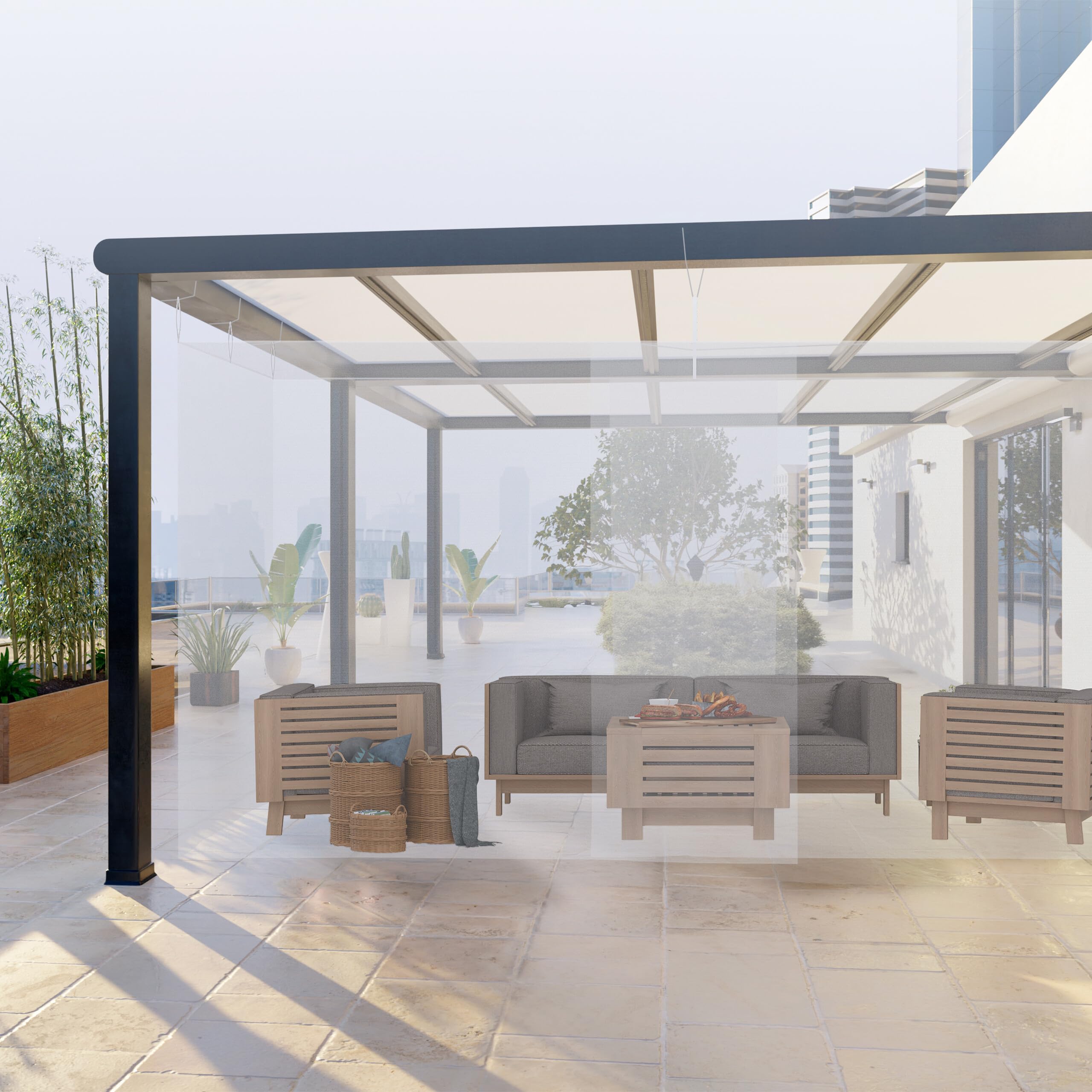 Relaxdays Mosquitera Patio, 250x300x500cm, Malla Antimosquitos, Terraza, Camping, Interior y Exterior, Poliéster, Blanco