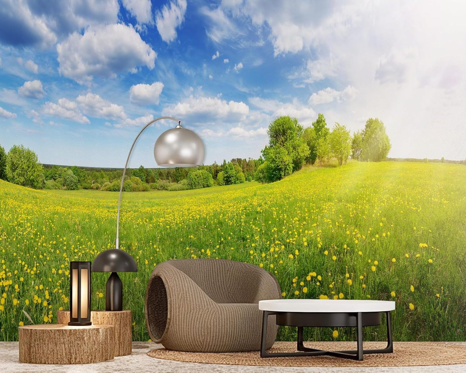 kfjhgbdshhj Photo Wallpaper Flower Meadow Sky and Clouds Landscape Modern Living Room Bedroom Children's Room Wall Decoration Motif Wallpaper,200cmx140cm Stickers - Frameless Painting - Poster