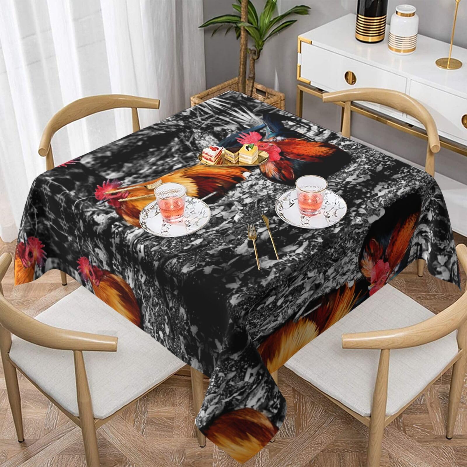 Nappe coq carrée facile à nettoyer et imperméable pour repas en extérieur
