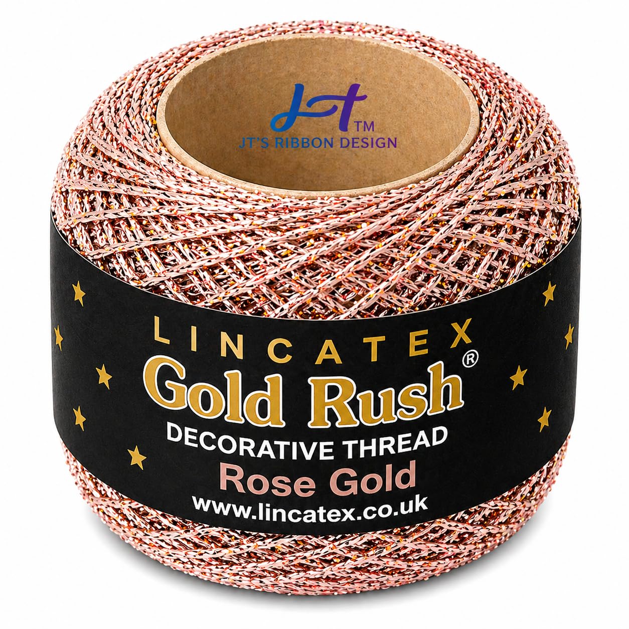 LINCATEX Gold Rush Metallic Decorative Thread 80 Metre Rolls 20 Colours (Rose Gold) — image 1