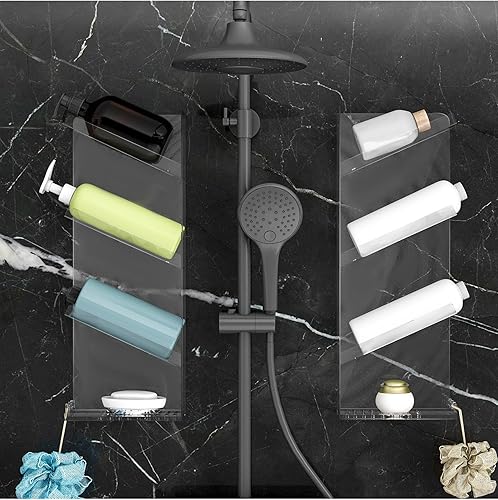 Miniatura 2 de Estantes de ducha de acrílico, adhesivo con guía de agua, paquete de 2 organizadores de ducha transparente, estantes de ducha montados en la pared,