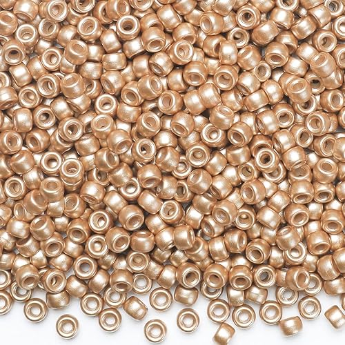 1000 cuentas de poni de oro rosa (0.23 x 0.315 pulgadas), cuentas para manualidades, cuentas para hacer joyas, cuentas de poni a granel, cuentas de