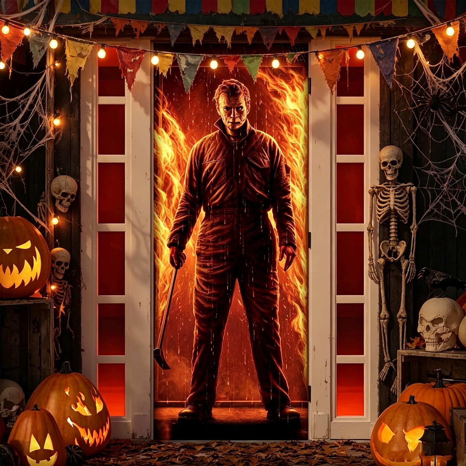 Yunlijia Red Halloween Door Decorations Horror Scary Killer Character Cover 180X90cm