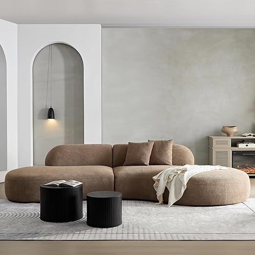 135.4" Curved Sectional Sofa Couch, Oversized Modern Boucle