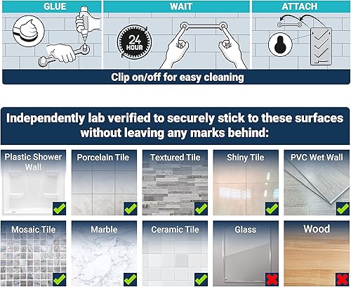 Miniatura 3 de Organizador de ducha fácil de limpiar, paquete de 2 organizadores de baño duraderos a prueba de óxido, sin ventosas, sin tornillos, estante de ducha