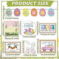 Vista 2 de Amyhill 12 piezas de decoración de bandeja escalonada de Pascua, bandeja escalonada de granja, decoración de primavera, mini conejo, conejos