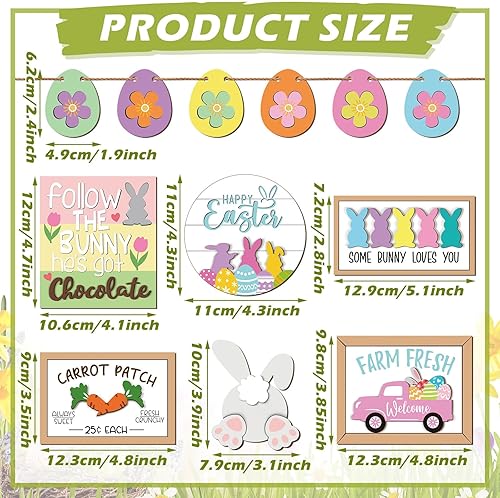 Miniatura 2 de Amyhill 12 piezas de decoración de bandeja escalonada de Pascua, bandeja escalonada de granja, decoración de primavera, mini conejo, conejos