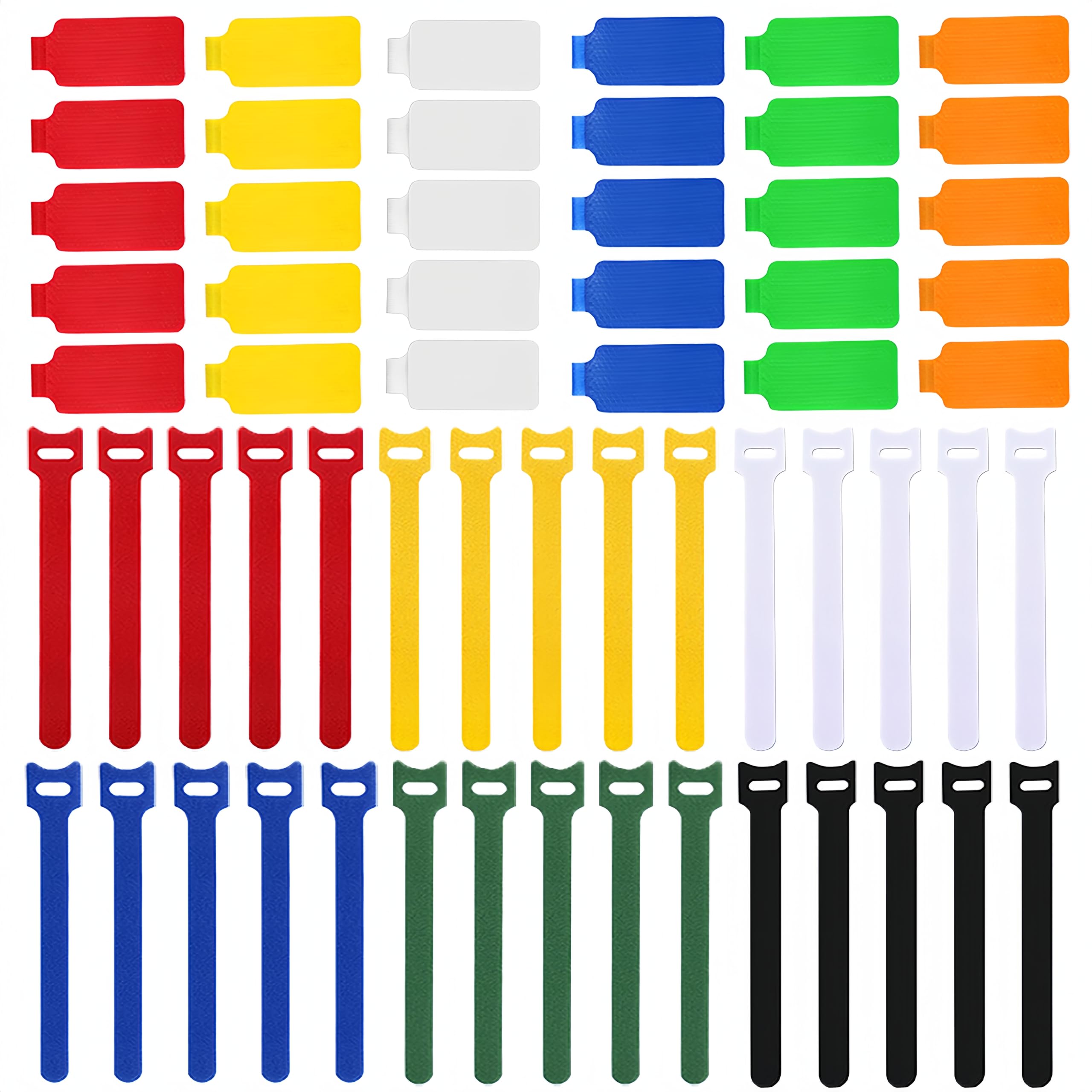 Paquete de 60 etiquetas de cable reutilizables codificadas por colores y organizador de cables con 30 etiquetas para etiquetar cab